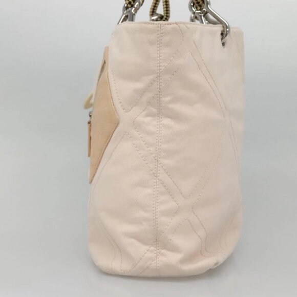 CHANEL COCO Mark Tote Bag No.5 Canvas White Silver CC Auth gh524 - Picture 5 of 16